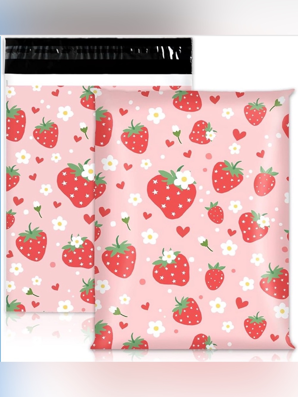 25- 10x13” Strawberry Poly Mailers Self Sealing Shipping Bags